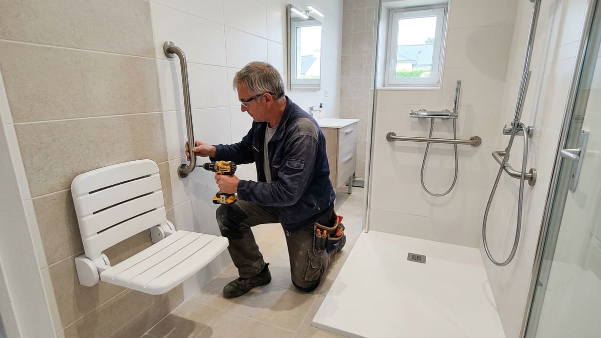 Douche à l’italienne sécurisée pour senior à Paris et en Île-de-France