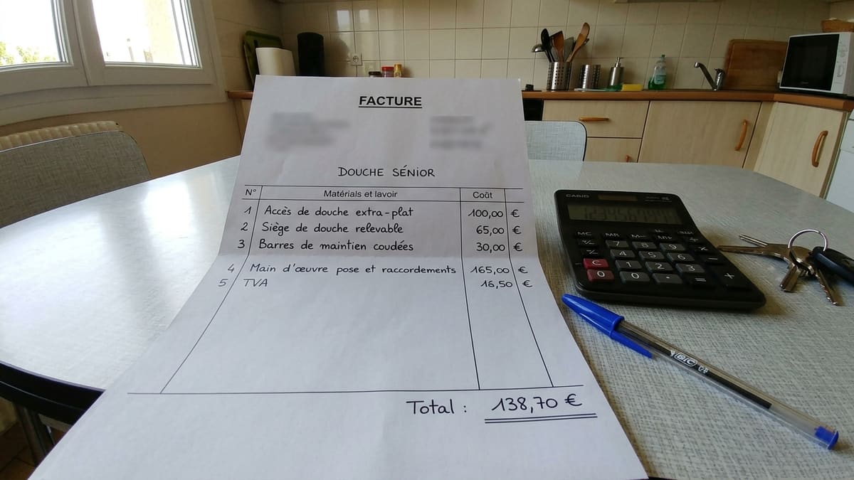Coûts d'installation d'une douche senior avec matériaux et main d'œuvre